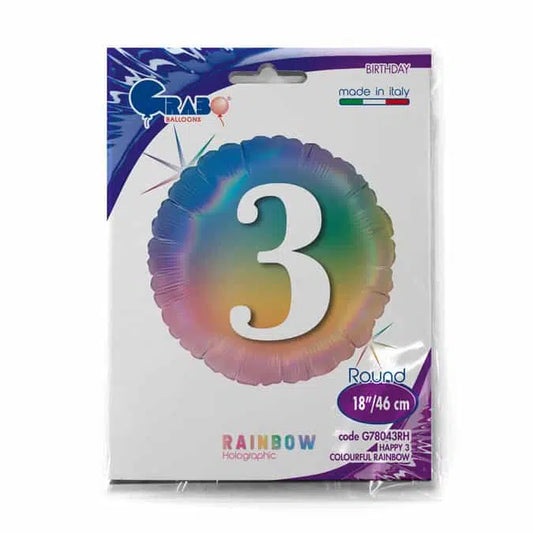 Happy 3 Colourful Rainbow 18″/46cm